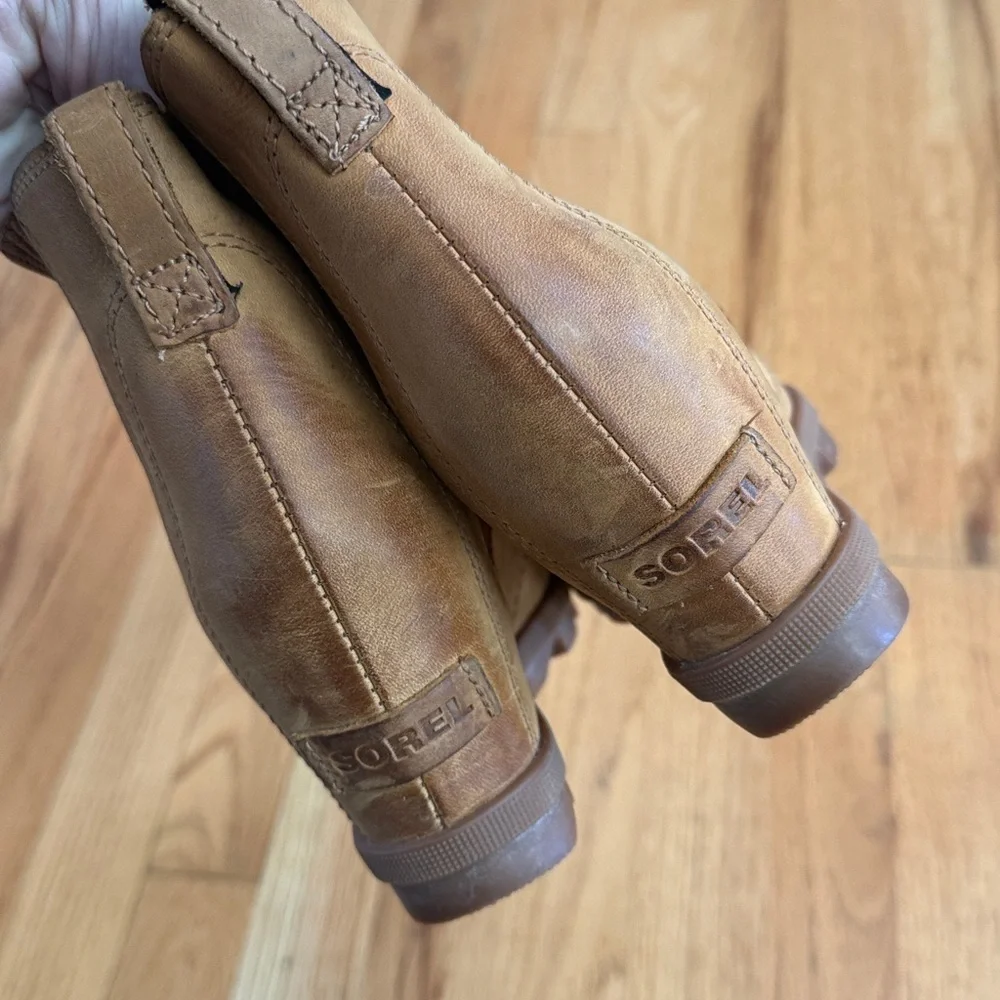 SOREL Joan Rhapsody Chelsea Wedge Boot, Tan, Size 6 - Picture 4 of 6
